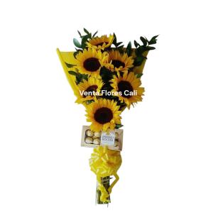 Buquet de girasoles y chocolates 9