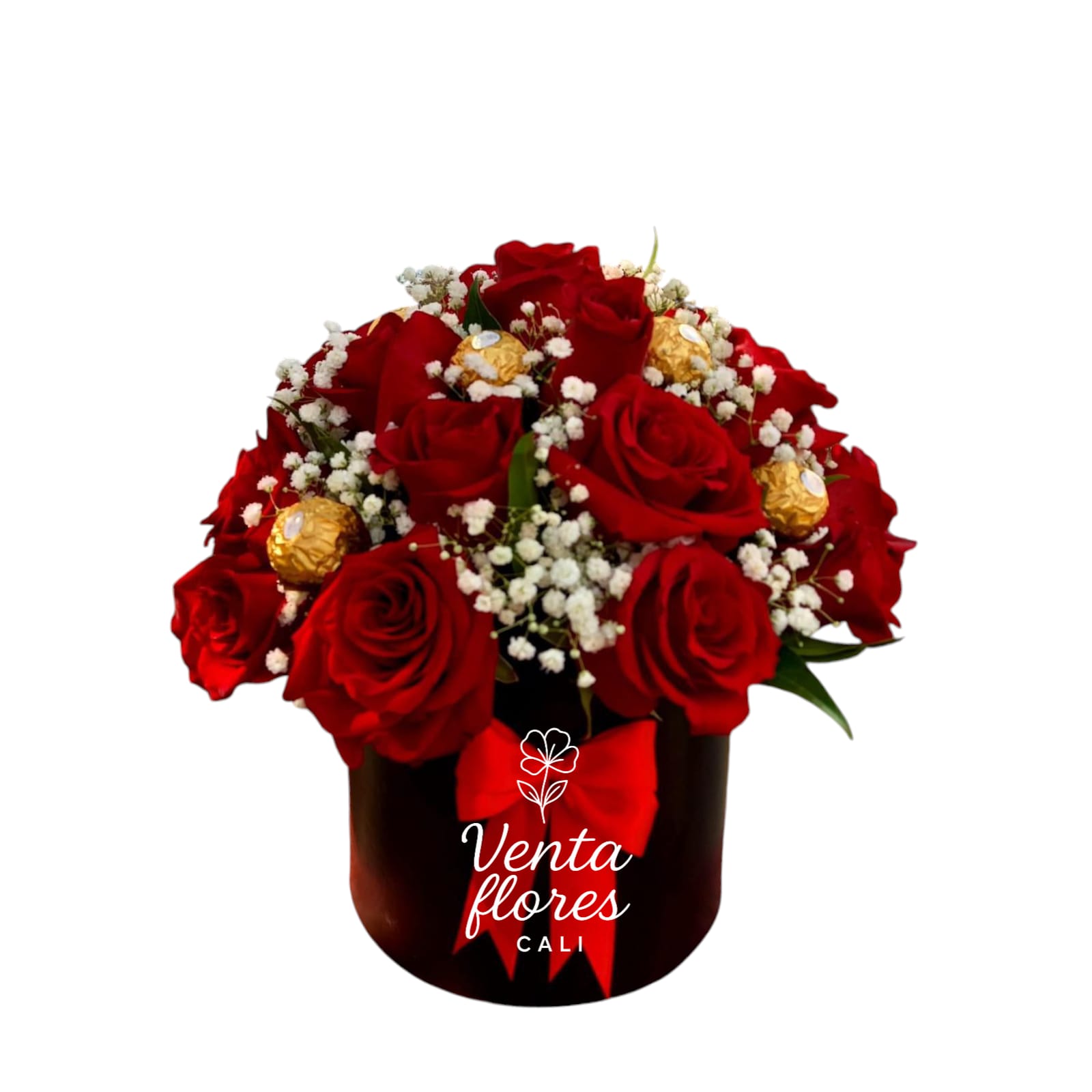 Arreglo de Rosas Rojas con Bombones Ferrero Rocher 12