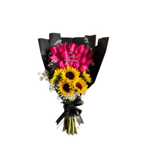 Buquet de Girasoles, Rosas rosadas 14