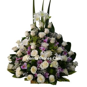 Arreglo Fúnebre rosas - orquídeas 56